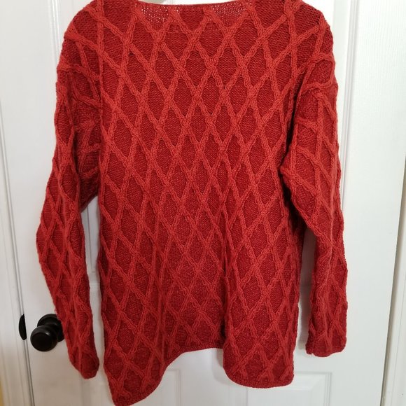 Connemara Knit Wear Orange Merino wool Sweater. - Picture 2 of 4